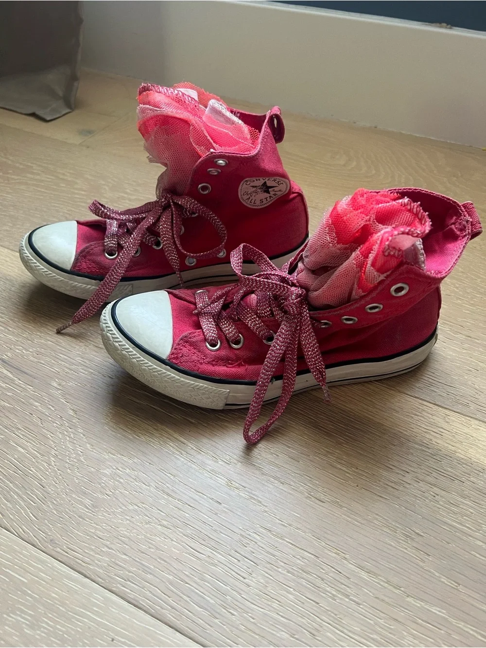 Kids Hot Pinn High-Top Canvas Sneakers with Tulle Accents